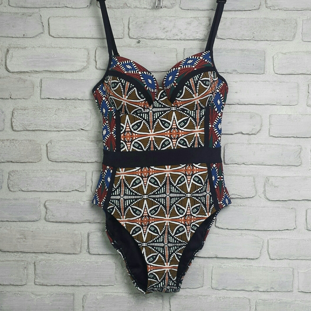 NWT Bleu Rod Beattie Women's Multi Color Print One Piece Swim Suit 4 - Picture 4 of 12